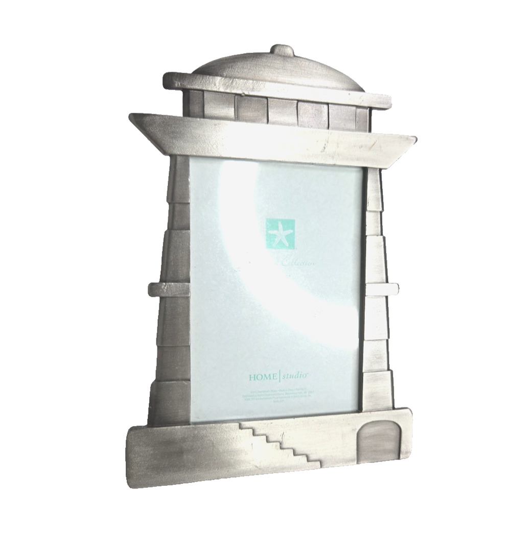 New Home Studio Shoreline Collection Lighthouse Photo Frame Silver Tone 3.5 X 5"